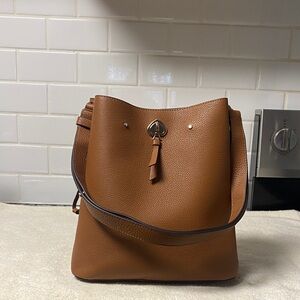 Kate Spade Tan Leather Drawstring Shoulder Bag